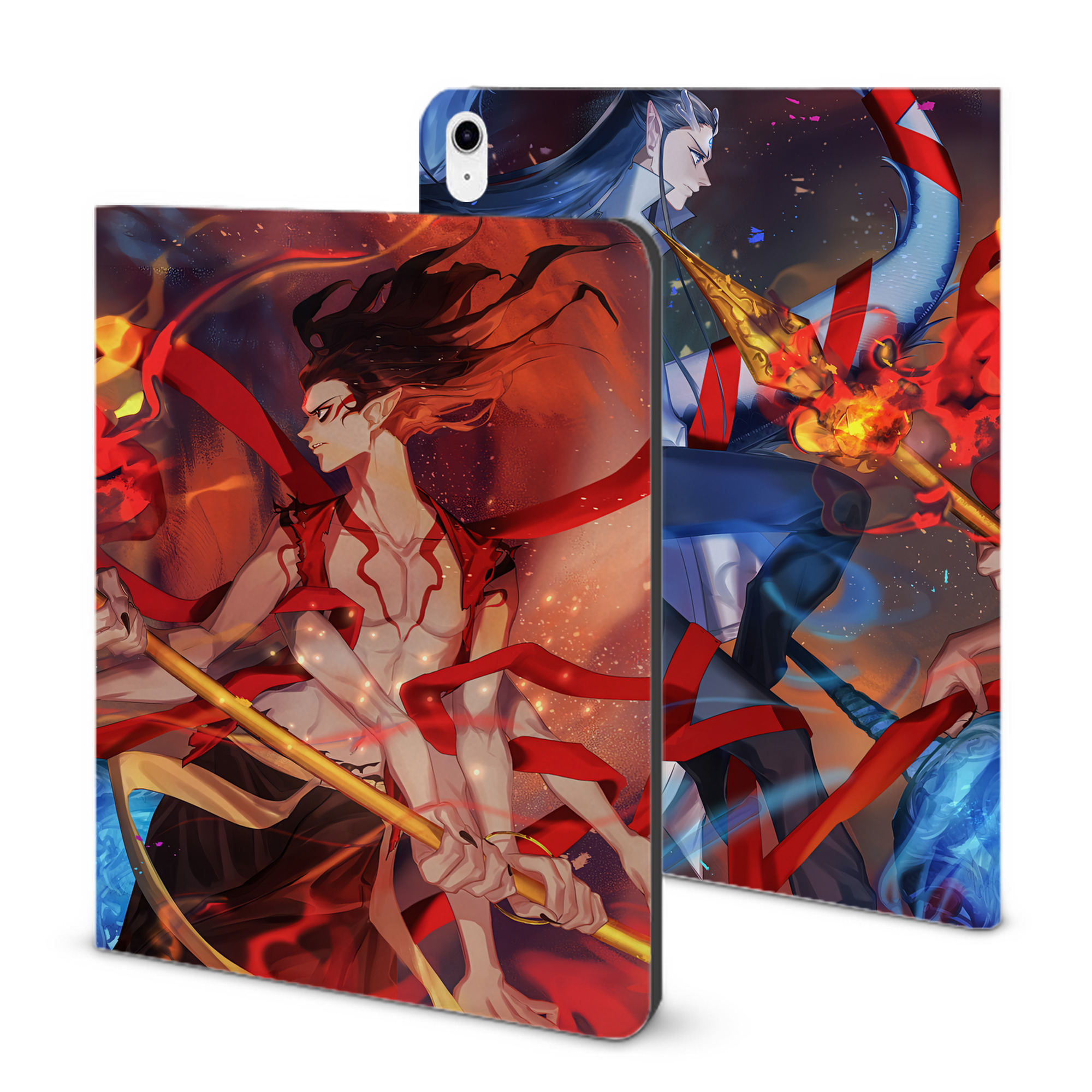 （画像用） Ne Zha 2 ナタ 魔童の大暴れ IPad ケース ブック型 PUレザー TPU 耐衝撃 軽量 薄型 ペン収納なし 全面保護 IPad 各モデル対応